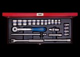 KING TONY Profi-Werkzeuge - 3/8" Steckschlüssel-Set, metrisch, Steckleiste - 22 tlg. 3523MR01