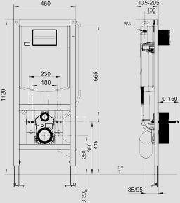 SANIT WC-Element INEO PLUS behindertengerecht 1120 mm – Barrierefreie Vorwandinstallation mit Dusch-WC-Anschluss