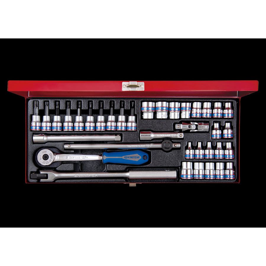 KING TONY Profi-Werkzeuge - 3/8" Steckschlüssel-Set, metrisch, Steckleiste - 36 tlg. 3534MR01