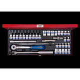 KING TONY Profi-Werkzeuge - 3/8" Steckschlüssel-Set, metrisch, Steckleiste - 36 tlg. 3534MR01