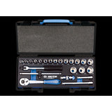 KING TONY Profi-Werkzeuge - 3/8" 6-Kant Steckschlüssel-Set, EVAWAVE, Zubehör - 23 tlg. 3523MRE10