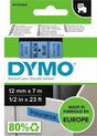 DYMO D1 Schriftbandkassette 12mm x 7m schwarz auf blau – UV-beständig & wieder ablösbar