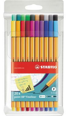 STABILO point 88 Fineliner 0,4 mm – 20er Set farbig sortiert, Made in Germany