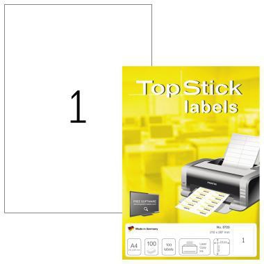 HERMA TopStick Universaletiketten 210x297 mm weiß 100 Blatt A4 für Laser- und Inkjetdrucker