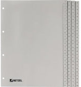 HETZEL Zahlenregister 1-52 DIN A4 grau – 52-teiliges PP-Register mit Universallochung