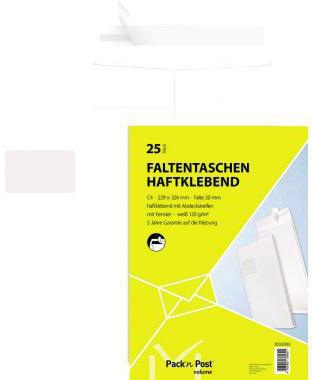 MAILMEDIA Faltentasche DIN C4 mit Fenster, 120 g/m² Offsetpapier, Haftklebung