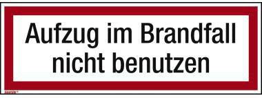 Hinweisschild "Aufzug im Brandfall nicht benutzen" 297x105mm PVC-Folie nachleuchtend selbstklebend