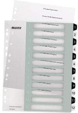 LEITZ WOW Zahlenregister 1-12 DIN A4 Überbreite PP mehrfarbig mit PC-beschriftbarem Deckblatt