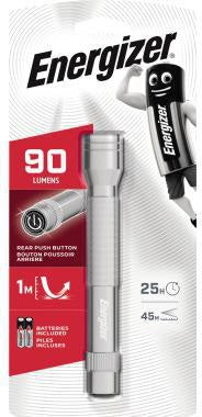 Energizer Taschenlampe Metal E300695900 – LED, 60 lm, 33 m, silber, inkl. 2x AA