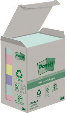 Post-it Recycling Notes Tower Pastell Rainbow Haftnotizen 38 x 51 mm, 6 Blöcke à 100 Blatt