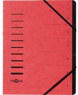 PAGNA Ordnungsmappe 40058-01, 7 Fächer, DIN A4, roter Pressspankarton, mit Gummizugverschluss