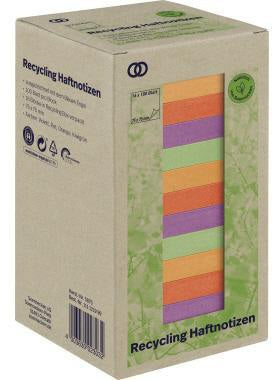 Soennecken Haftnotiz oeco Recycling 75x75 mm, 16 Blöcke à 100 Blatt, 4 Farben