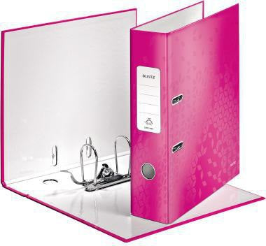 LEITZ Ordner WOW 10050001 DIN A4 80 mm Graupappe perlweiß – 180° Präzisionshebelmechanik