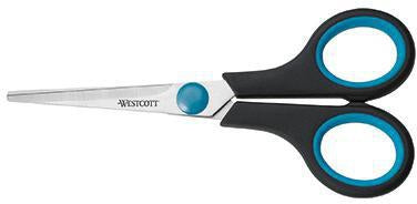 WESTCOTT Universalschere Easy Grip E-30250 14 cm blau – ergonomische Softgrip-Schere für Rechtshänder