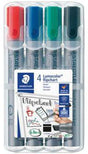 STAEDTLER Flipchartmarker Lumocolor 356 B WP4 – 4er Set, 2-5 mm, farbig sortiert