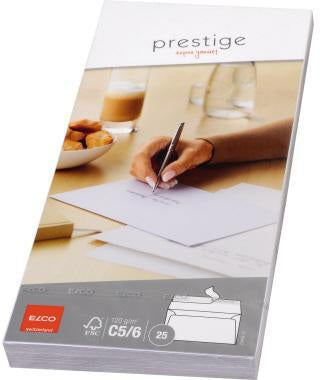ELCO Briefumschlag Prestige DIN lang+ C5/6 ohne Fenster hochweiß 120 g/m² mit Haftklebung 25 St./Pack.