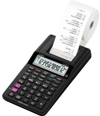 CASIO Tischrechner HR-8RCE – Druckfunktion, 12-stelliges LCD, Batterie- & Netzbetrieb