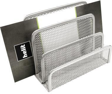 helit Briefständer the mail network, 3 Fächer, Metall silber, 14 x 10,5 x 7,5 cm