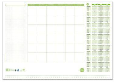 URSUS Schreibunterlage Green 52,5 x 37,5 cm, 100 % Recyclingpapier, 30 Blatt, Jahresplan 2023-2025