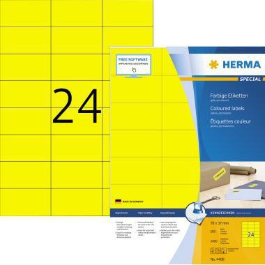 HERMA Universaletiketten 4406 gelb 70 x 37 mm 2.400 Stück für Laserdrucker und Kopierer