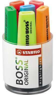 STABILO BOSS ORIGINAL Textmarker 6er-Pack – 6 Farben, Keilspitze, Anti-Dry-Out