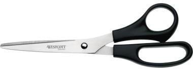 WESTCOTT Universalschere 25 cm – gerade Klinge, spitz, für Rechtshänder, Kunststoffgriff schwarz