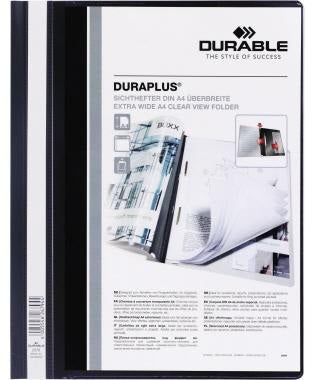 DURABLE Angebotshefter DURAPLUS 257902 A4 weiß – Überbreiter Schnellhefter mit Hängeschienen-Einschub