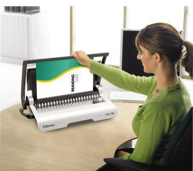 Fellowes Plastikbindegerät Star+ 150 – für DIN A4, 150 Blatt, 21 Stanzlöcher, weiß