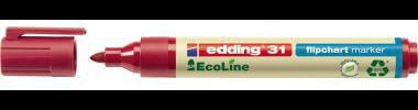 edding Flipchartmarker 31 EcoLine rot – 1,5-3 mm Rundspitze, nachfüllbar, Made in Germany