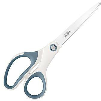 LEITZ Universalschere WOW 53192001 205 mm, titanbeschichtete Klingen, ergonomischer Softgrip-Griff, perlweiß
