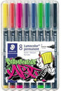 STAEDTLER Lumocolor permanent 318 Folienstift 8er Set, 0,6 mm, farbig sortiert