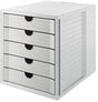 HAN SYSTEMBOX KARMA Schubladenbox, 5 Schubladen, DIN A4/C4, 80-100% Rezyklat, öko-grau