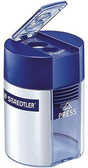 STAEDTLER Doppelspitzdose mit Spanfang – 8,2 und 10,2 mm, Metallspitzer, Kunststoffbehälter