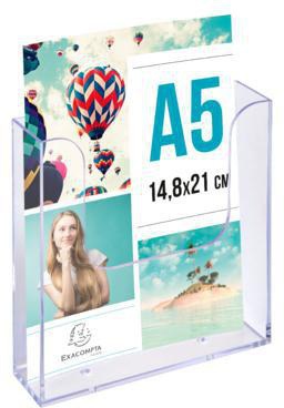 Exacompta Wandprospekthalter Office A5, 1 Fach, Polystyrol kristall, komplett montiert