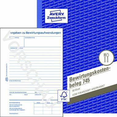 Avery Zweckform Bewirtungskostenbeleg 745 DIN A5, 50 Blatt, mit Mikroperforation