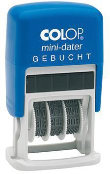 COLOP Datumstempel mini-dater 160/L – Selbstfärber mit GEFAXT-Text, 4 mm, blau/rot