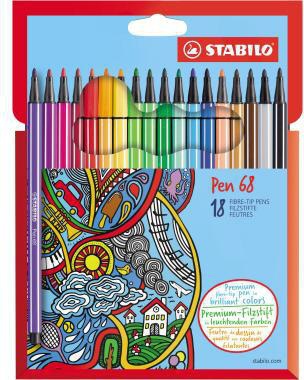 STABILO Fasermaler Pen 68 1mm Rundspitze 18 Farben sortiert – Made in Germany