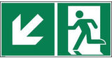 Hinweisschild Rettungsweg rechts abwärts ISO 7010 300x150mm PVC von Soennecken eG – nachleuchtend