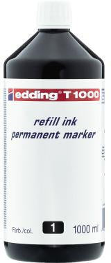 edding Nachfülltusche T1000 1000 ml schwarz – geruchsarme Tinte für Marker, Pinsel & Stempel