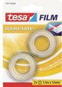 tesa Doppelseitiger Klebefilm 12 mm x 7,5 m – Transparenter Klebefilm, 2 Stück pro Packung