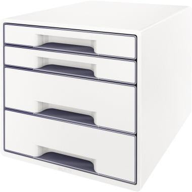 LEITZ Schubladenbox WOW CUBE 52132001 mit 4 Schubfächern, weiß/grau, stapelbar