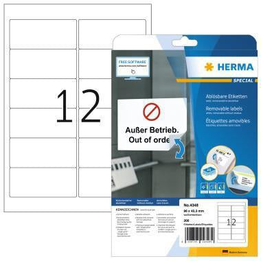 HERMA Universaletiketten 4348 96 x 42,3 mm weiß ablösbar 300 Stück für A4-Drucker