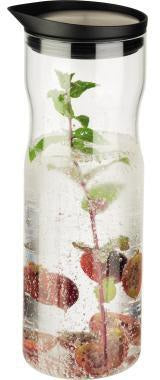 APS Karaffe 1l aus Glas mit Edelstahl-Deckel – transparent, 8 x 25 cm
