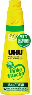 UHU Alleskleber flinke Flasche ReNATURE 100g – Lösemittelfrei, auswaschbar, nachhaltig