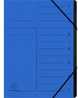 Exacompta Ordnungsmappe DIN A4 7 Fächer Colorspankarton blau