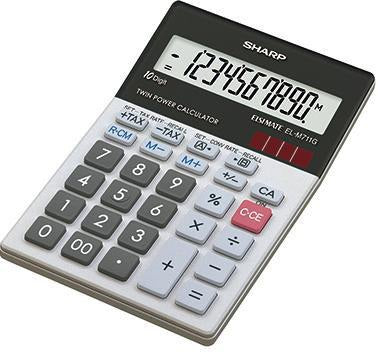 Sharp Tischrechner EL-M711GGY mit 10-stelligem Display, Solar- und Batteriebetrieb, Glas-Design