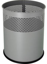 helit Papierkorb the dot 15 l Metall aluminiumgrau mit Lochdekor – rund, 25,7 x 32,1 cm