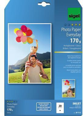 SIGEL Fotopapier Everyday-plus IP710 DIN A4 200g weiß 20 Blatt hochglänzend für Inkjetdrucker