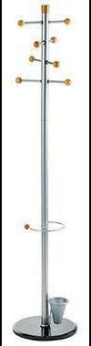 ALCO Garderobenständer 2807 38x175x38cm silber – standsicher mit Marmorfuß und 8 Haken