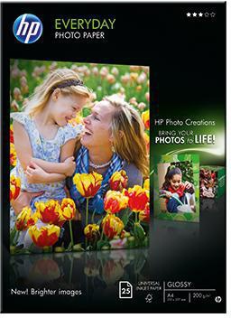 HP Fotopapier Everyday Q2510A DIN A4 200g weiß 100 Blatt glänzend